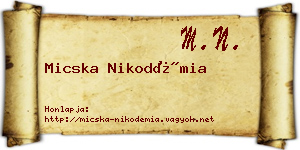 Micska Nikodémia névjegykártya